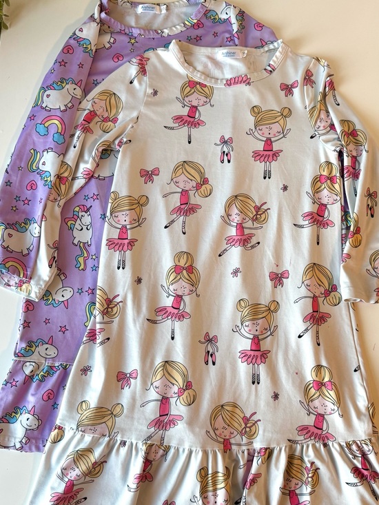 Arshiner Other - Girls Nightgown Bundle Size 6/7 Unicorn & Ballerina Sleep Dresses Set of 2